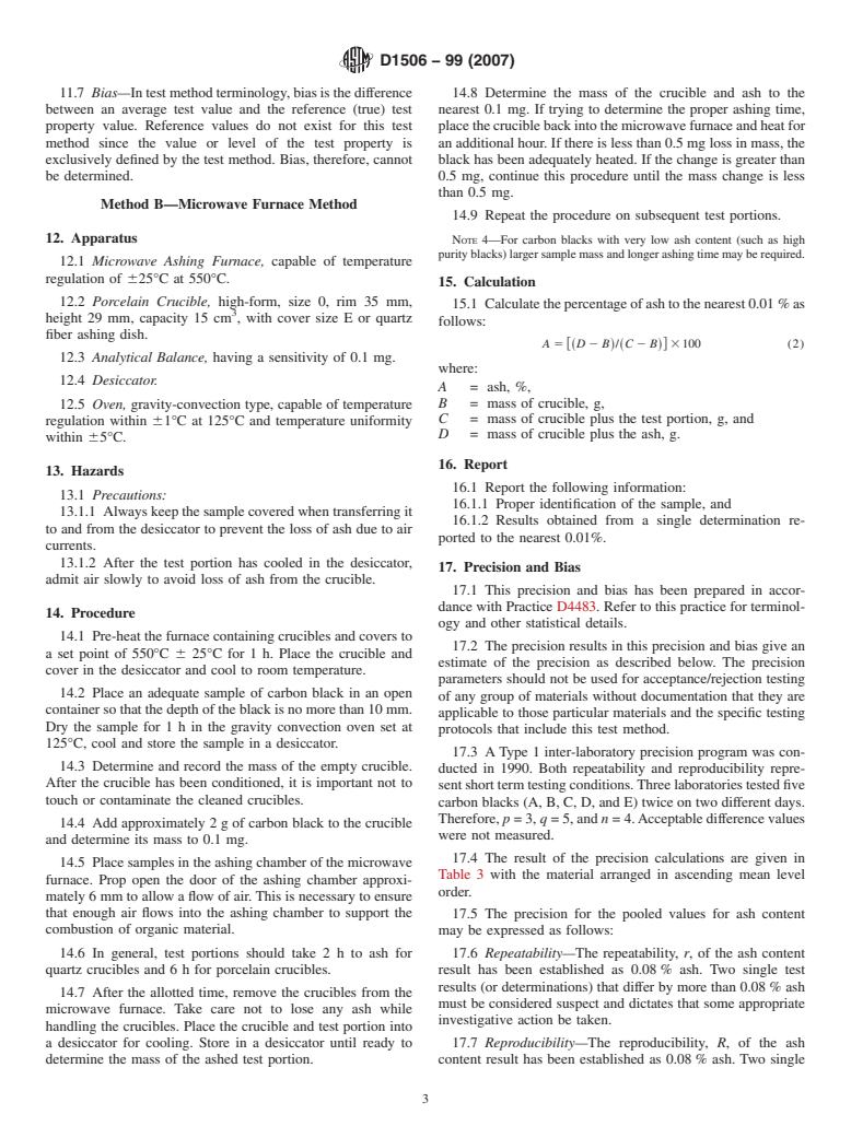 ASTM D1506-99(2007) - Standard Test Methods for Carbon Black-Ash Content