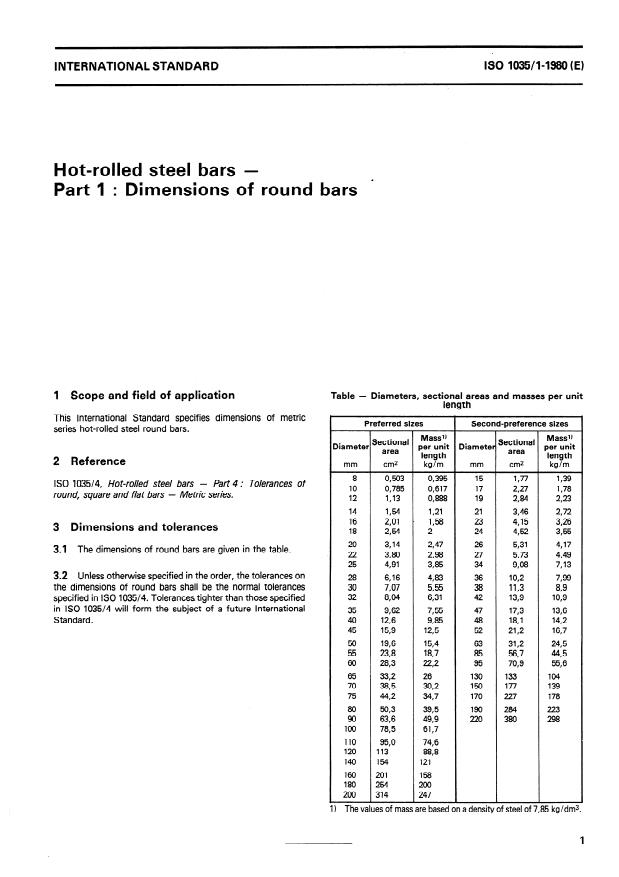 ISO 1035-1:1980 - Hot-rolled steel bars