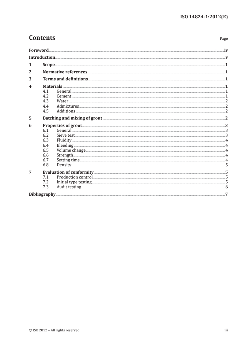ISO 14824-1:2012 - Grout for prestressing tendons — Part 1: Basic requirements
Released:9/20/2012