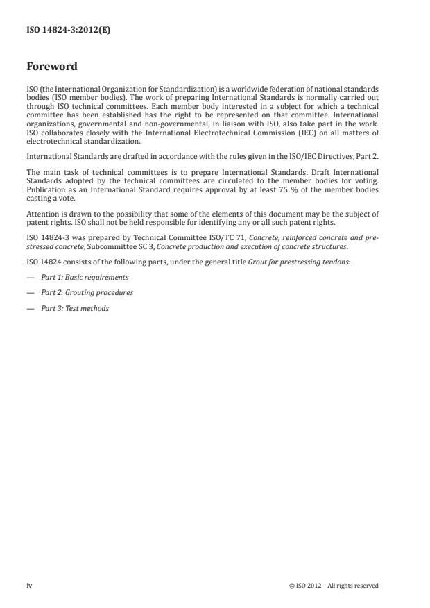 ISO 14824-3:2012 ISO 14824-3:2012 - Grout for prestressing tendons - Page 4 preview