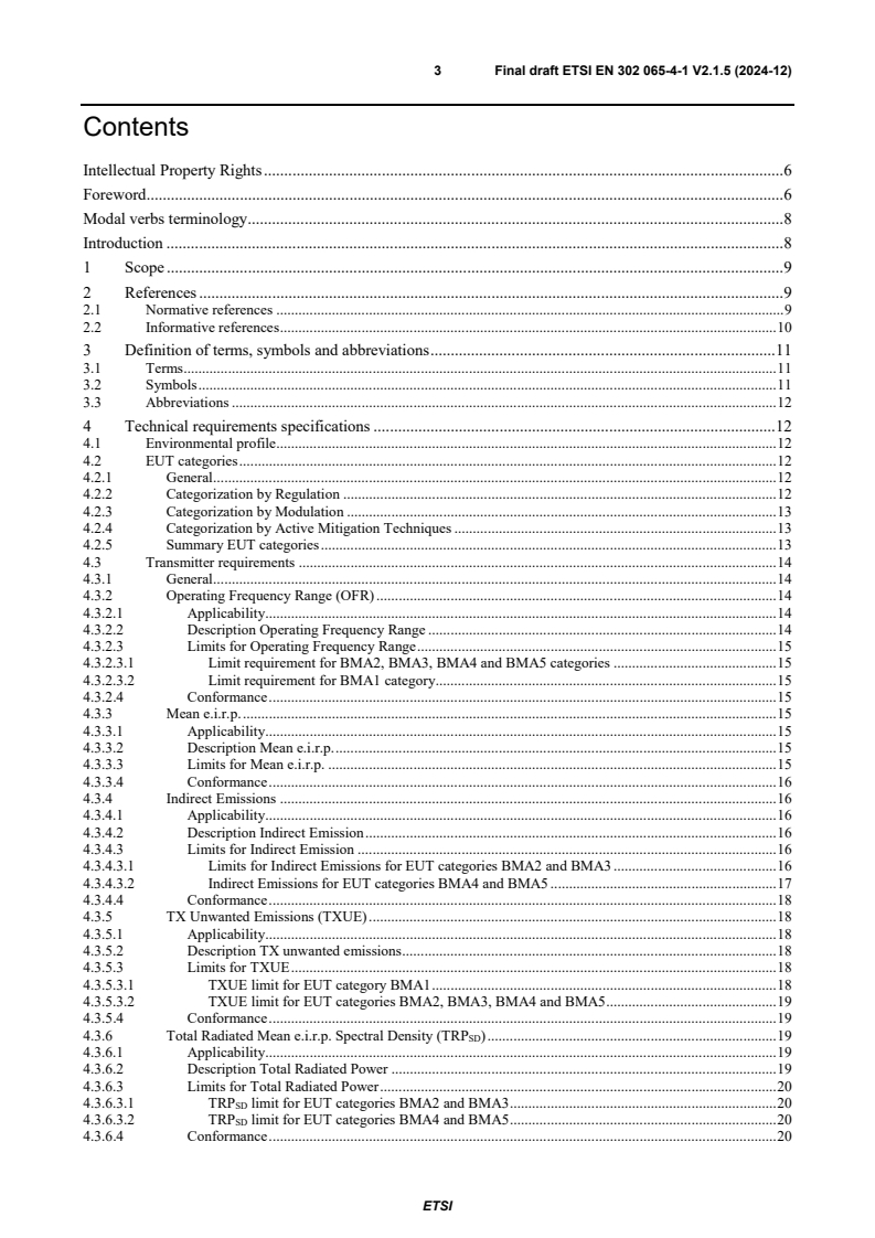 ETSI EN 302 065-4-1 V2.1.5 (2024-12) - Short Range Devices (SRD) using Ultra Wide Band technology (UWB); Harmonised Standard for access to radio spectrum; Part 4: Material Sensing devices; Sub-part 1: Building material analysis below 10,6 GHz