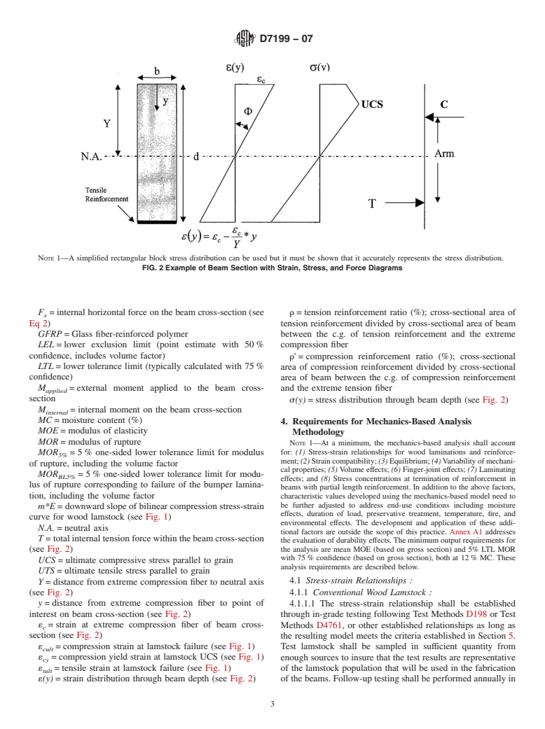 ASTM D7199-07 - Standard Practice for Establishing Characteristic Values for Reinforced Glued Laminated Timber (Glulam) Beams Using Mechanics-Based Models