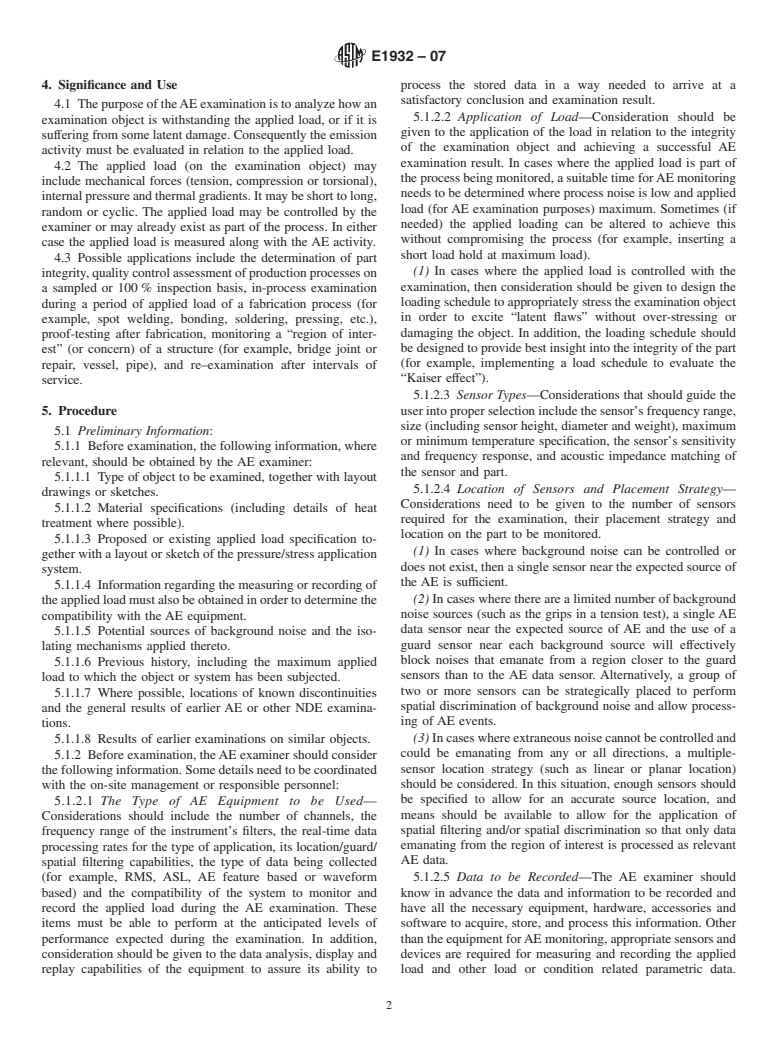 ASTM E1932-07 - Standard Guide for Acoustic Emission Examination of Small Parts