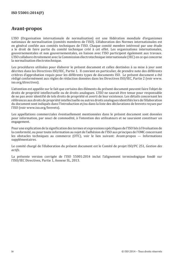 ISO 55001:2014 ISO 55001:2014 - Gestion d'actifs -- Systèmes de management -- Exigences - Page 4 preview