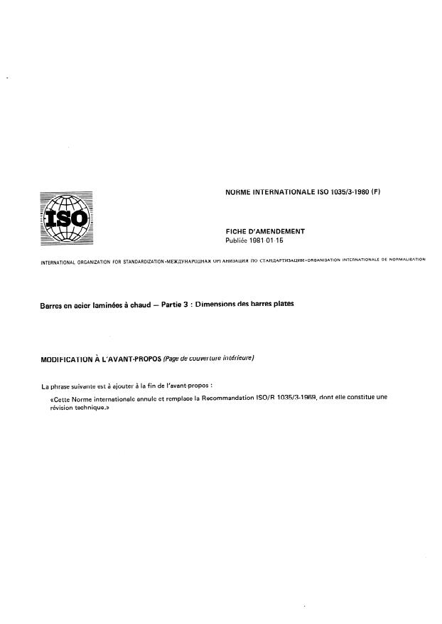ISO 1035-3:1980 - Barres en acier laminées a chaud