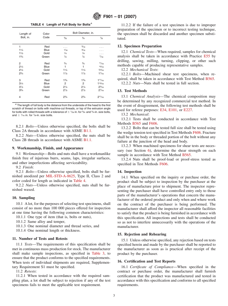 ASTM F901-01(2007) - Standard Specification for Aluminum Transmission Tower Bolts and Nuts