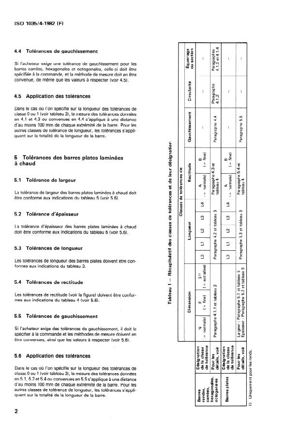 ISO 1035-4:1982 ISO 1035-4:1982 - Barres en acier laminées a chaud - Page 4 preview