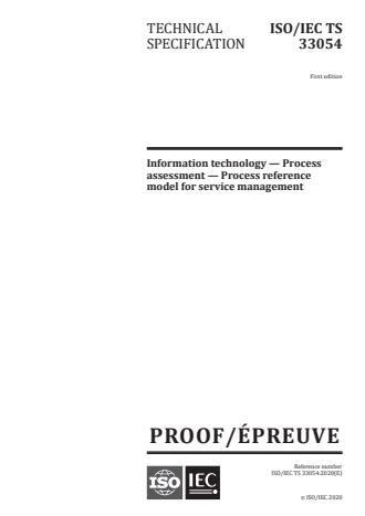 ISO/IEC TS 33054:2020 - Information technology -- Process assessment -- Process reference model for service management