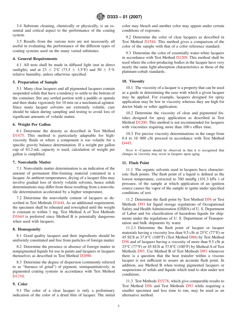 ASTM D333-01(2007) - Standard Guide for Clear and Pigmented Lacquers