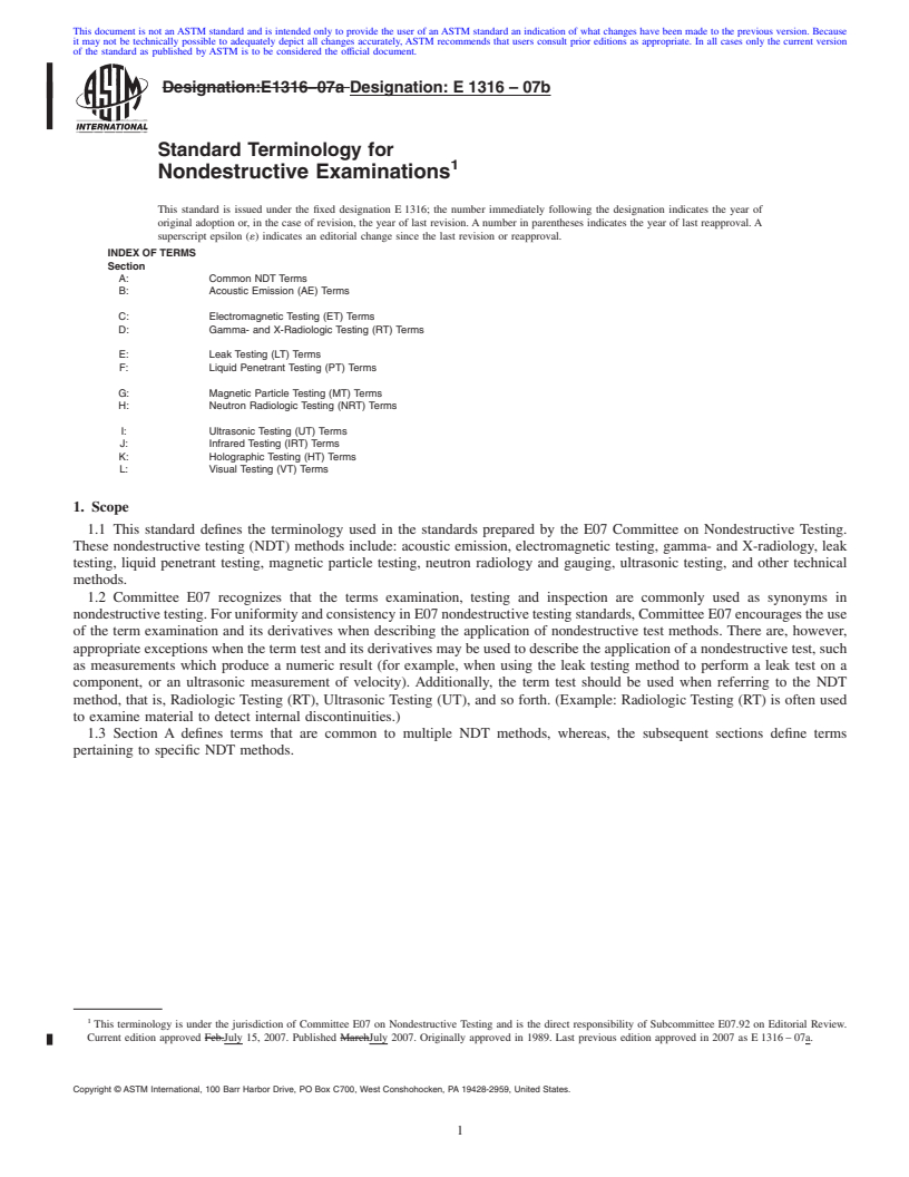 REDLINE ASTM E1316-07b - Standard Terminology for Nondestructive Examinations
