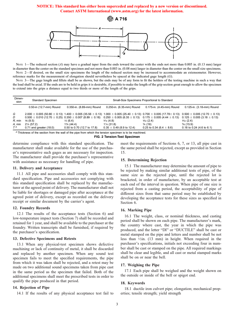 ASTM A716-99 - Standard Specification for Ductile Iron Culvert Pipe