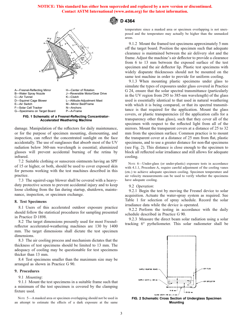 ASTM D4364-94 - Standard Practice for Performing Outdoor Accelerated Weathering Tests of Plastics Using Concentrated Sunlight