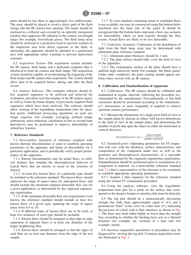 ASTM E2582-07 - Standard Practice for Infrared Flash Thermography of Composite Panels and Repair Patches Used in Aerospace Applications