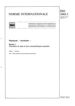 ISO 1043-1:1987 ISO 1043-1:1987 - Plastics — Symbols — Part 1: Basic polymers and their special characteristics
Released:12/17/1987 - Page 1 preview