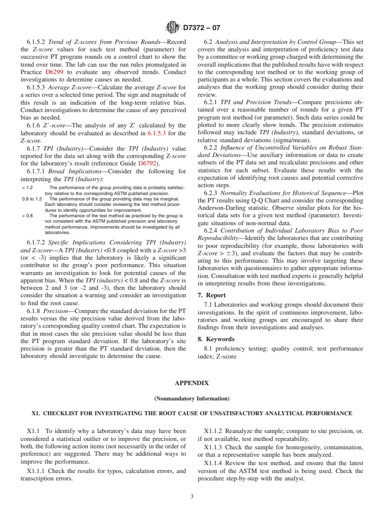 ASTM D7372-07 - Standard Guide for Analysis and Interpretation of Proficiency Test Program Results