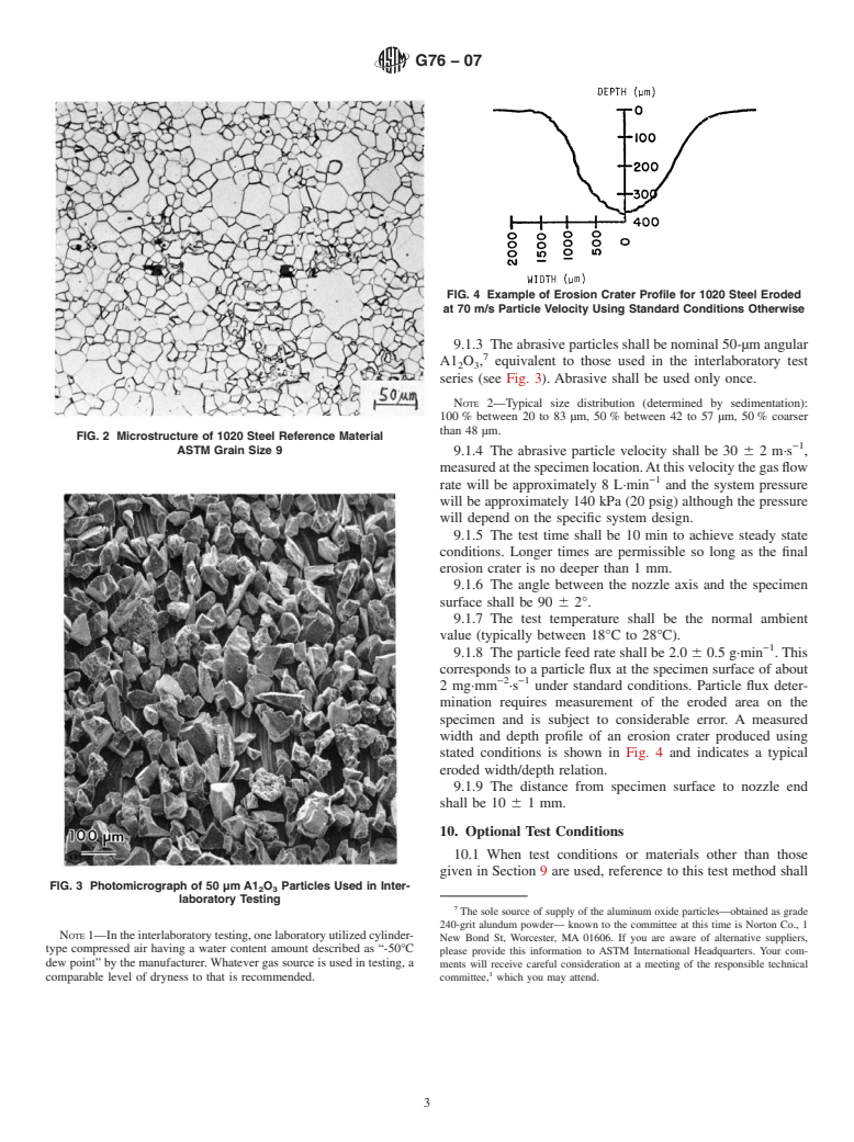 ASTM G76-07 - Standard Test Method for Conducting Erosion Tests by Solid Particle Impingement Using Gas Jets