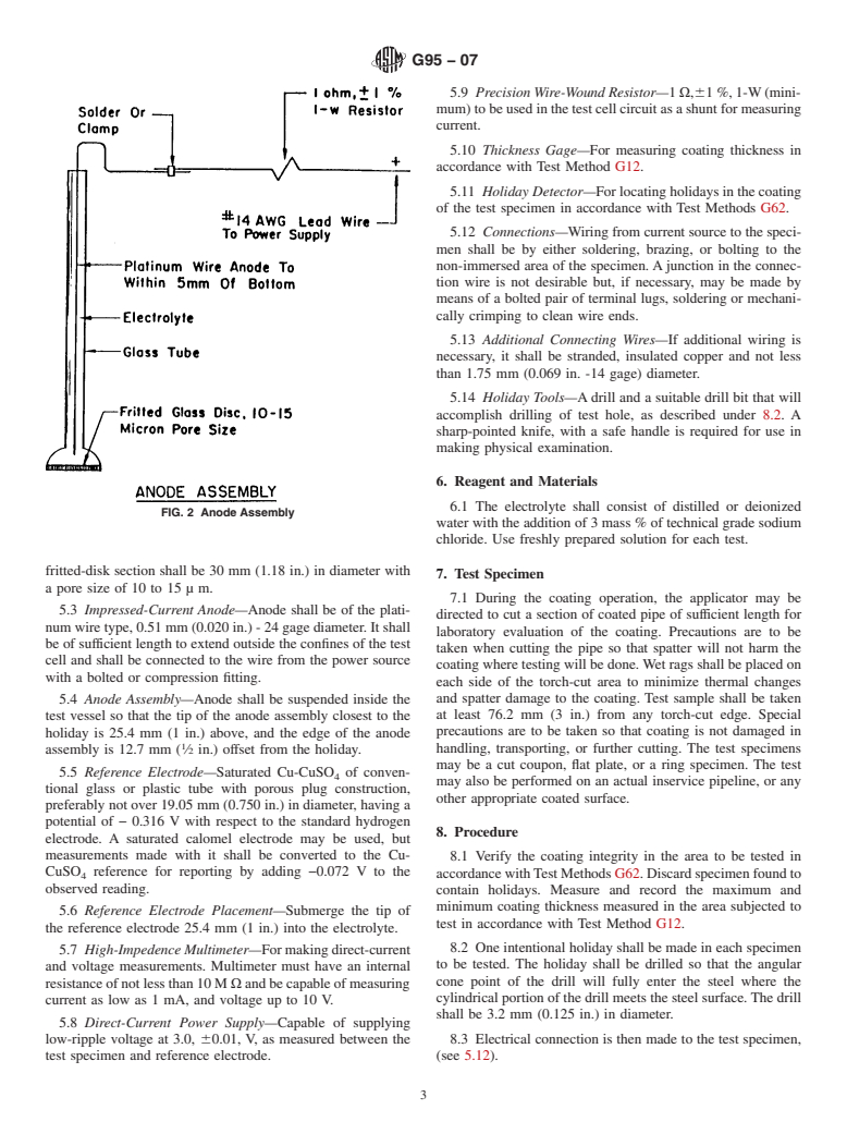 ASTM G95-07 - Standard Test Method for Cathodic Disbondment Test of Pipeline Coatings (Attached Cell Method)