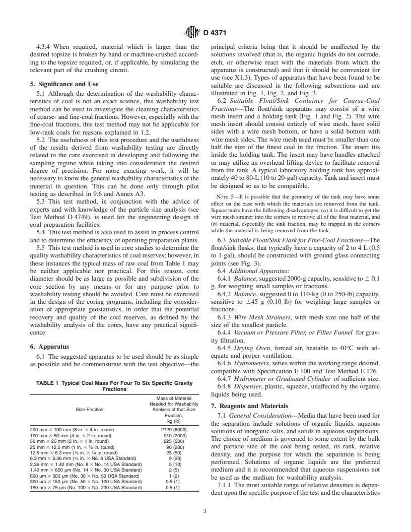 ASTM D4371-91(1998) - Standard Test Method for Determining the Washability Characteristics of Coal