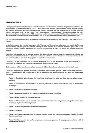 ISO 230-2:2014 ISO 230-2:2014 - Code d'essai des machines-outils - Page 4 preview