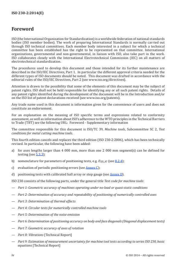 ISO 230-2:2014 ISO 230-2:2014 - Test code for machine tools - Page 4 preview