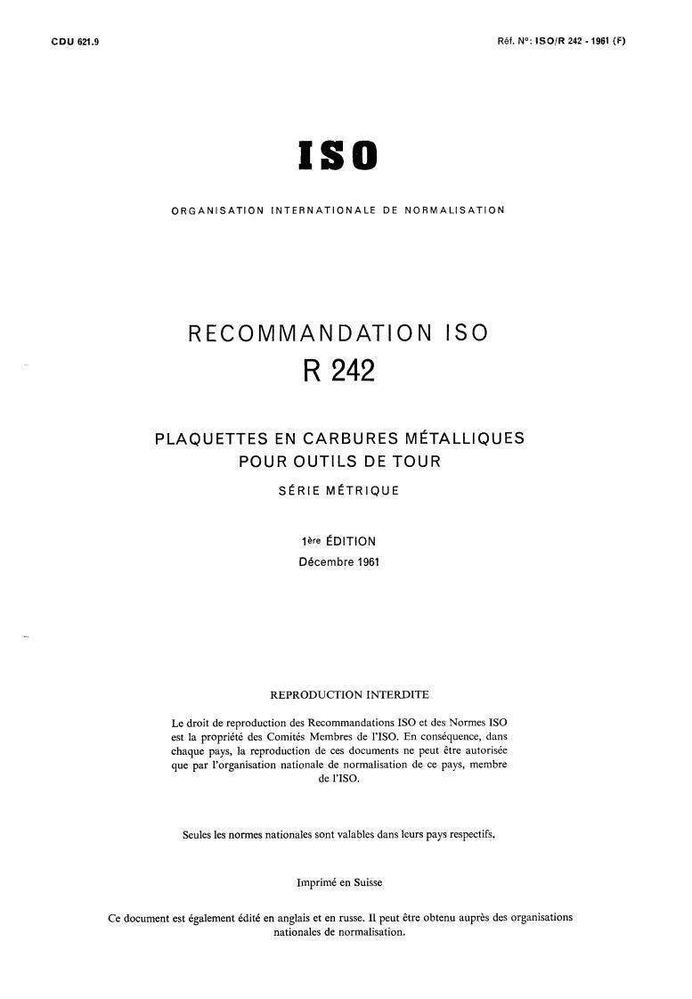 ISO/R 242:1961 - Title missing - Legacy paper document
Released:1/1/1961