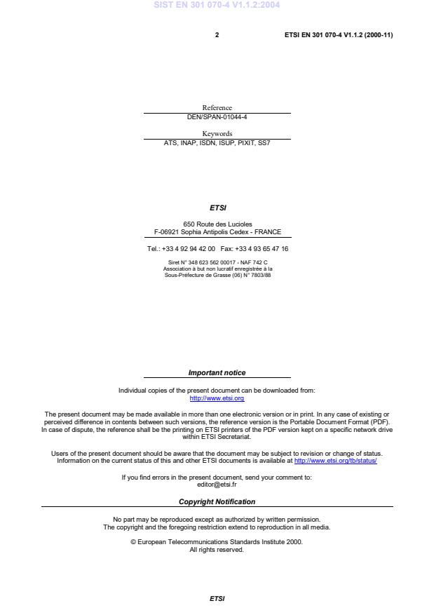 SIST EN 301 070-4 V1.1.2:2004 SIST EN 301 070-4 V1.1.2:2004 - Page 4 preview