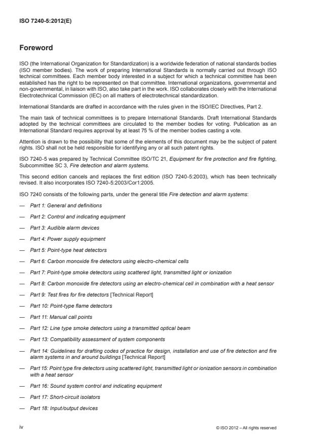 ISO 7240-5:2012 ISO 7240-5:2012 - Fire detection and alarm systems - Page 4 preview