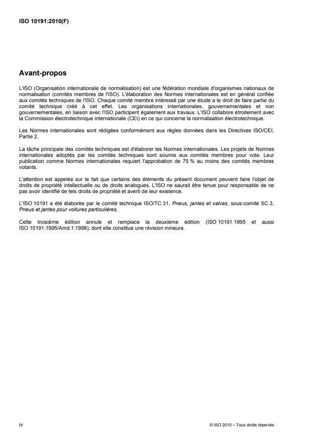 ISO 10191:2010 ISO 10191:2010 - Pneumatiques pour voitures particulieres -- Vérification de l'aptitude des pneumatiques -- Méthodes d'essai en laboratoire - Page 4 preview
