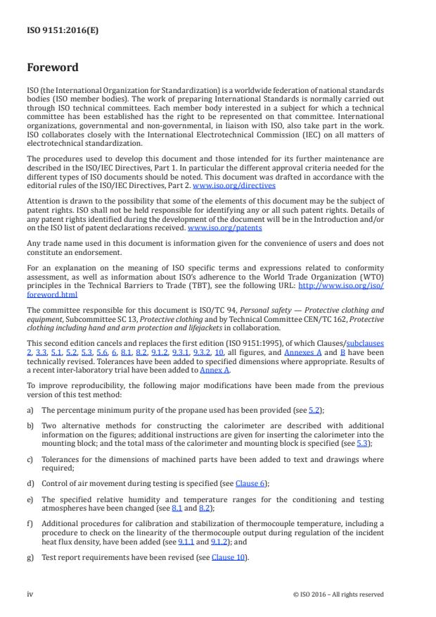 ISO 9151:2016 ISO 9151:2016 - Protective clothing against heat and flame -- Determination of heat transmission on exposure to flame - Page 4 preview