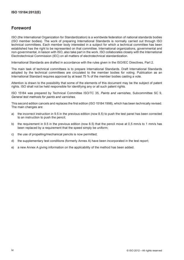 ISO 15184:2012 ISO 15184:2012 - Paints and varnishes -- Determination of film hardness by pencil test - Page 4 preview