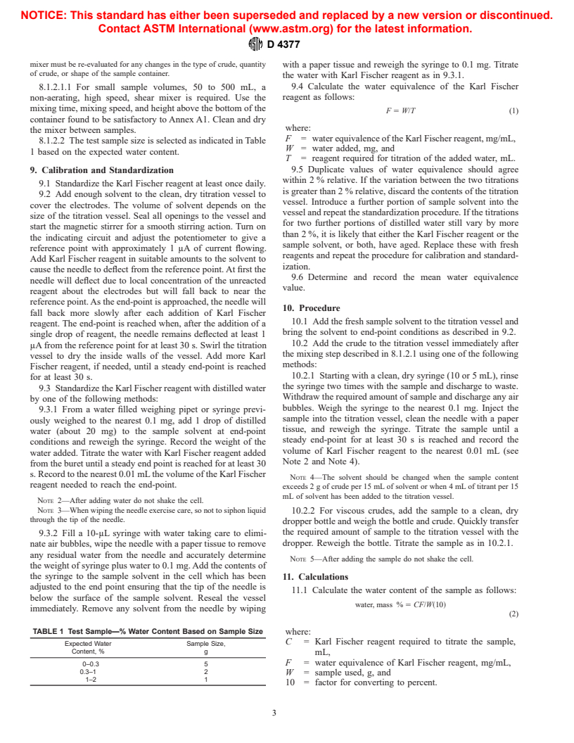 ASTM D4377-00 - Standard Test Method for Water in Crude Oils by Potentiometric Karl Fischer Titration