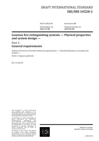 ISO 14520-1:2015 - Gaseous fire-extinguishing systems -- Physical properties and system design