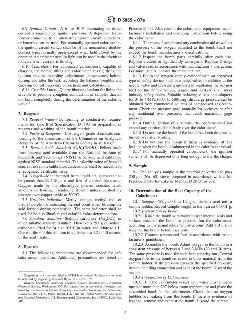 ASTM D5865-07 - Standard Test Method for Gross Calorific Value of Coal and Coke