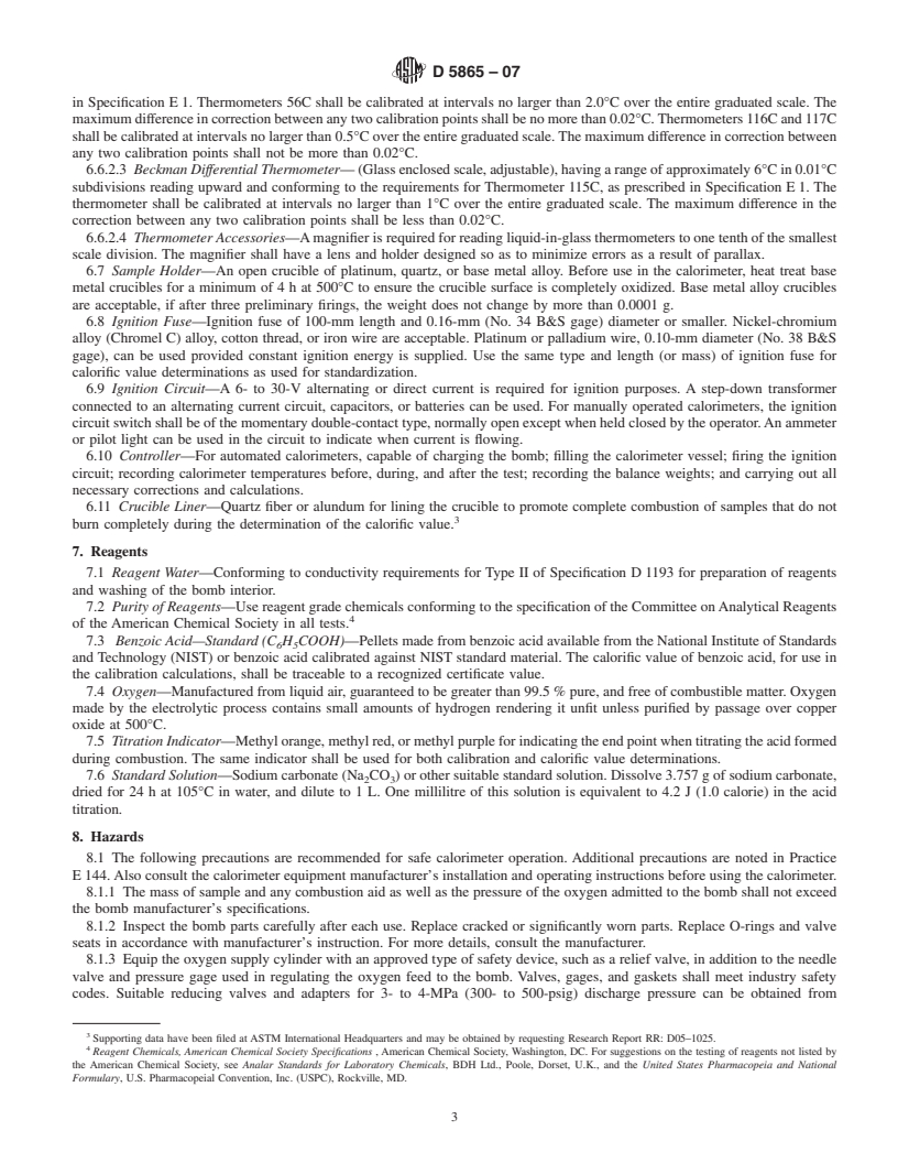 REDLINE ASTM D5865-07 - Standard Test Method for Gross Calorific Value of Coal and Coke