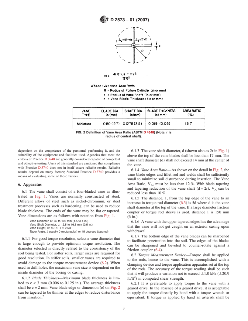 ASTM D2573-01(2007) - Standard Test Method for Field Vane Shear Test in Cohesive Soil