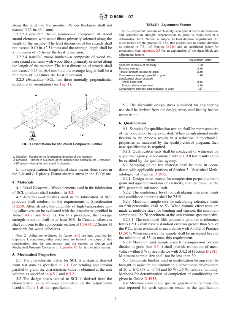 ASTM D5456-07 - Standard Specification for Evaluation of Structural Composite Lumber Products