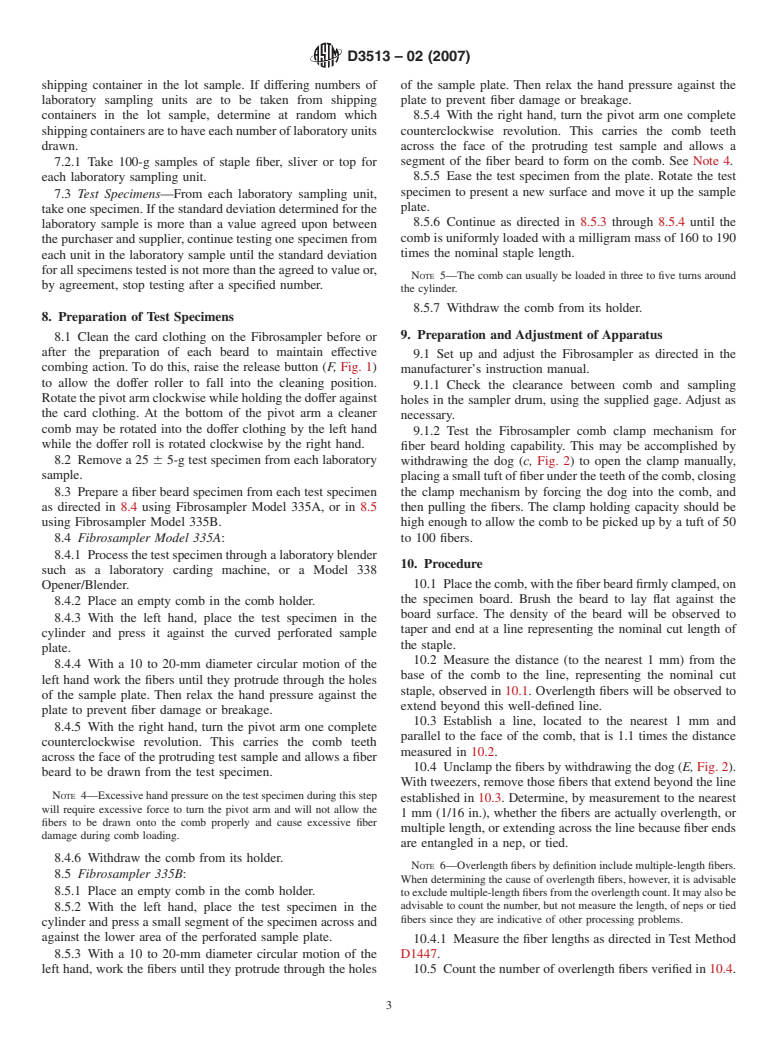 ASTM D3513-02(2007) - Standard Test Method for Overlength Fiber Content of Manufactured Staple Fiber