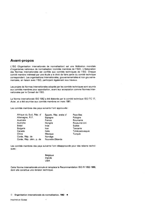 ISO 1052:1982 ISO 1052:1982 - Aciers de construction mécanique d'usage général - Page 2 preview