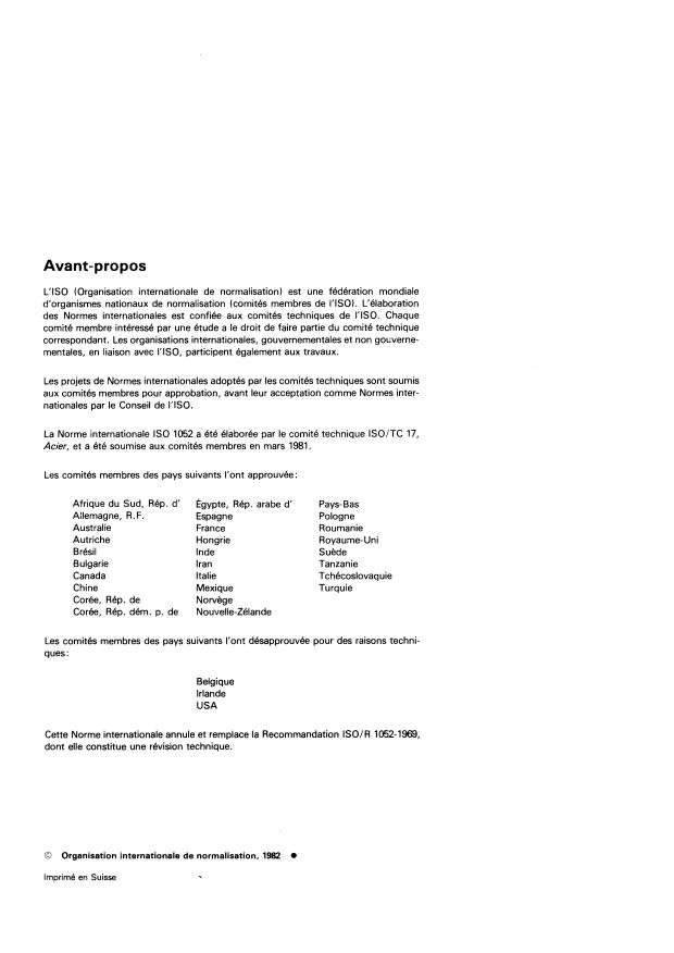 ISO 1052:1982 ISO 1052:1982 - Aciers de construction mécanique d'usage général - Page 2 preview