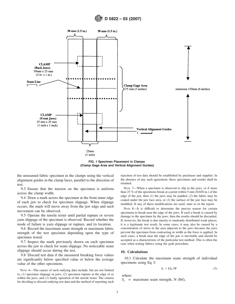 ASTM D5822-03(2007) - Standard Test Method for Determining Seam Strength in Inflatable Restraint Cushions