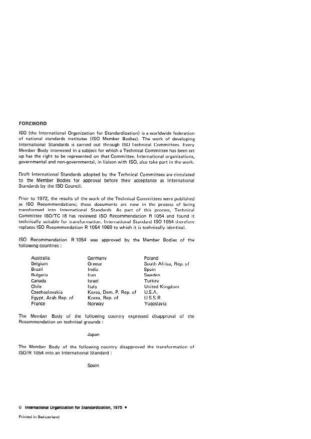ISO 1054:1975 ISO 1054:1975 - Zinc -- Determination of cadmium content -- Polarographic method - Page 2 preview