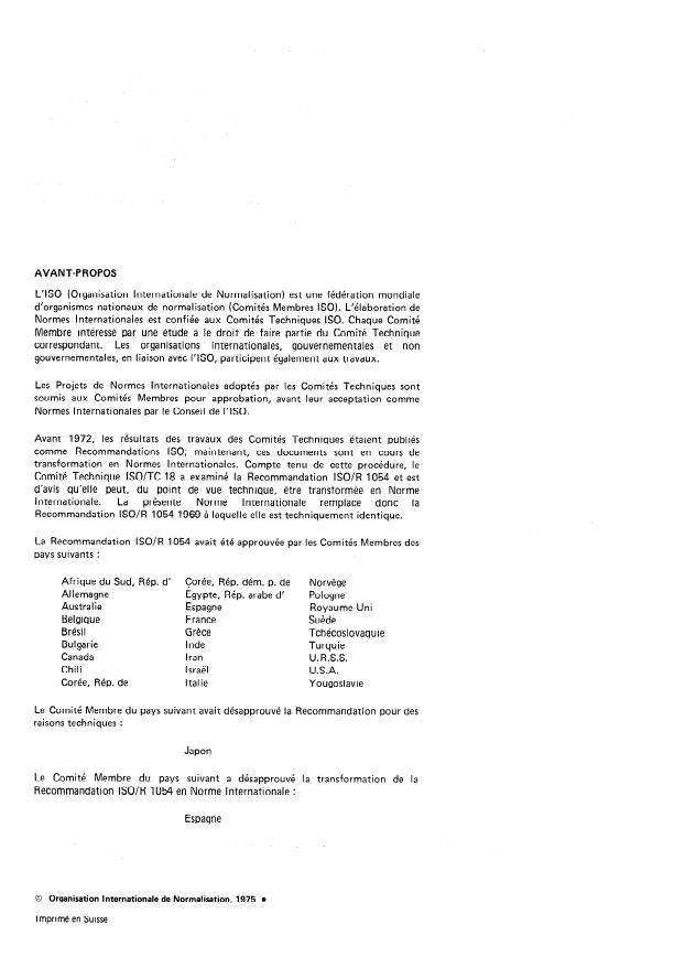ISO 1054:1975 ISO 1054:1975 - Zincs de fonderie -- Dosage du cadmium -- Méthode polarographique - Page 2 preview