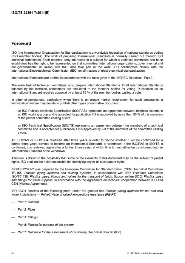ISO/TS 22391-7:2011 ISO/TS 22391-7:2011 - Plastics piping systems for hot and cold water installations -- Polyethylene of raised temperature resistance (PE-RT) - Page 4 preview
