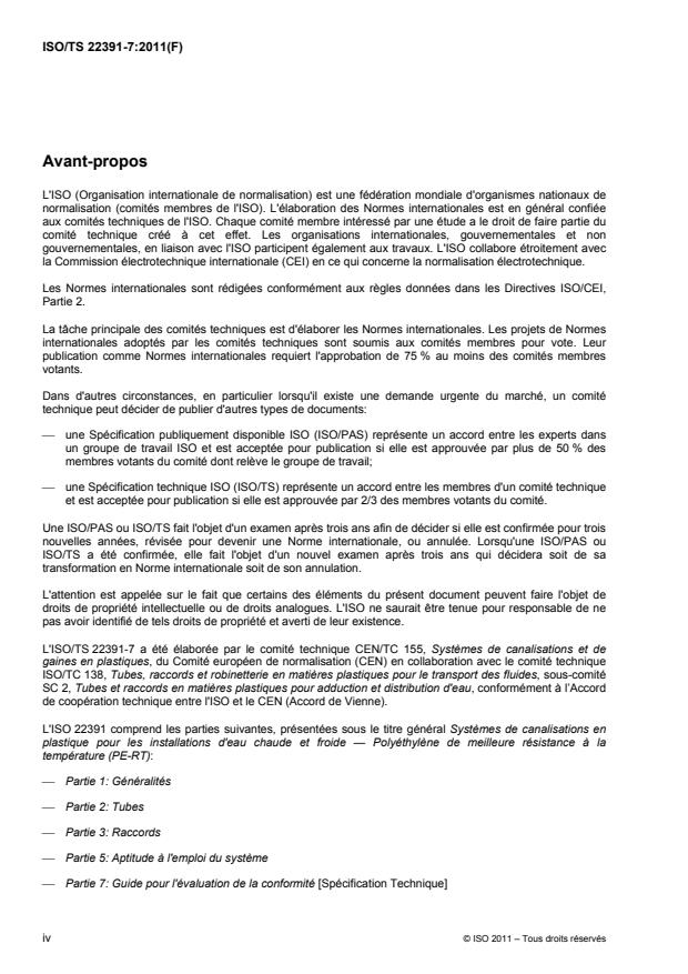 ISO/TS 22391-7:2011 ISO/TS 22391-7:2011 - Systemes de canalisations en plastique pour les installations d'eau chaude et froide -- Polyéthylene de meilleure résistance a la température (PE-RT) - Page 4 preview