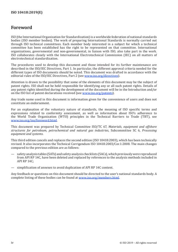 ISO 10418:2019 ISO 10418:2019 - Petroleum and natural gas industries -- Offshore production installations -- Process safety systems - Page 4 preview
