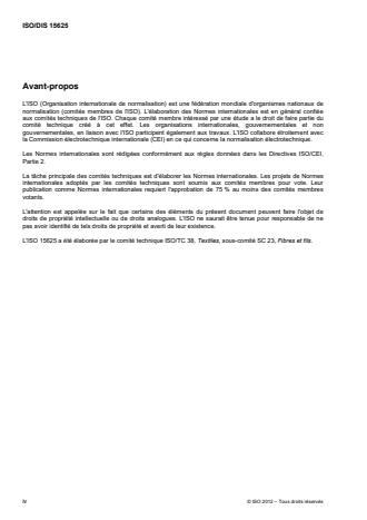ISO 15625:2014 ISO 15625:2014 - Soie -- Méthode d'essai électronique pour les défauts et la régularité de la soie brute - Page 4 preview