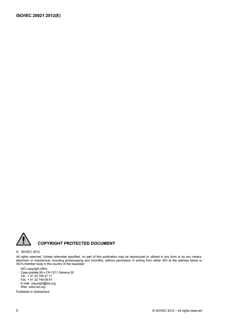 ISO/IEC 25021:2012 ISO/IEC 25021:2012 - Systems and software engineering — Systems and software Quality Requirements and Evaluation (SQuaRE) — Quality measure elements
Released:10/23/2012 - Page 2 preview