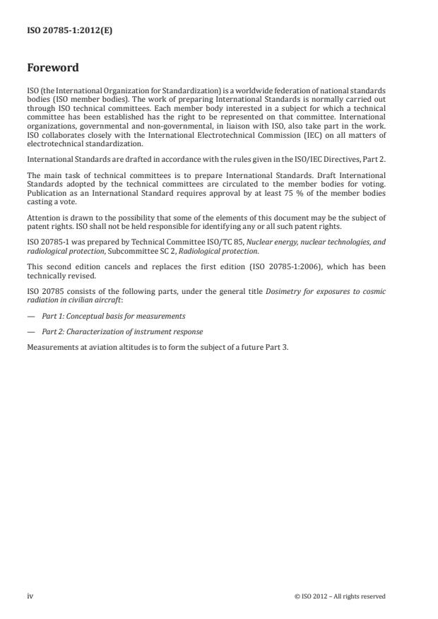 ISO 20785-1:2012 ISO 20785-1:2012 - Dosimetry for exposures to cosmic radiation in civilian aircraft - Page 4 preview