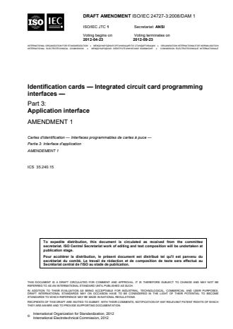 ISO/IEC 24727-3:2008/Amd 1:2014 - .