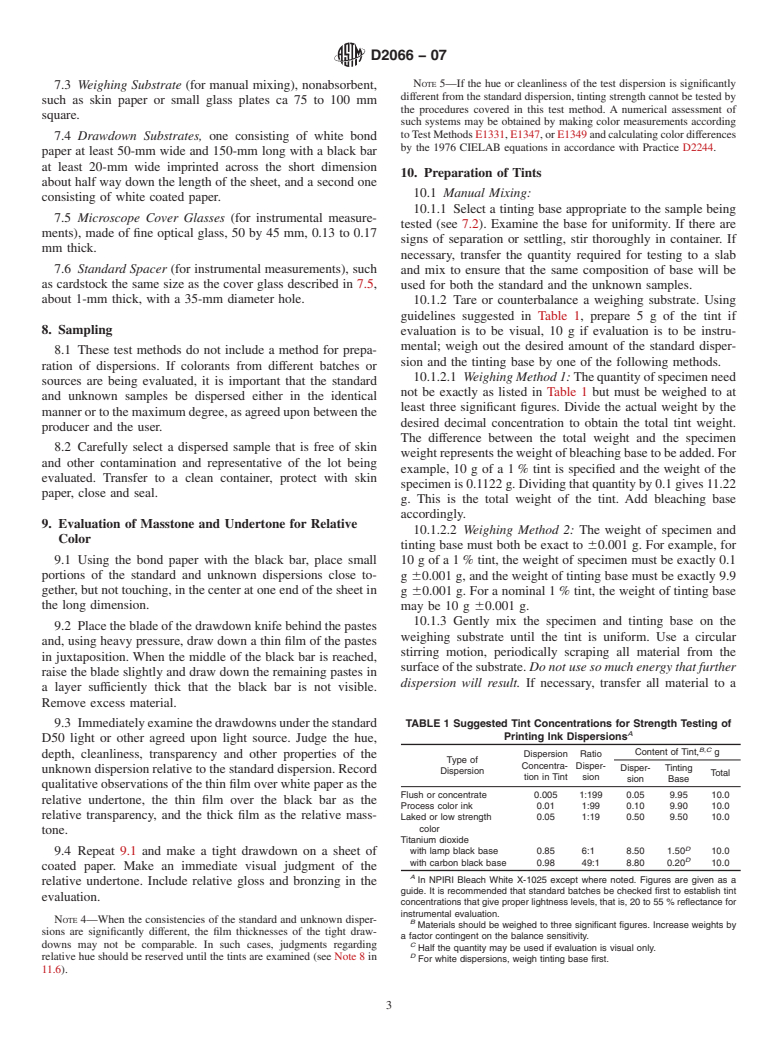 ASTM D2066-07 - Standard Test Methods for Relative Tinting Strength of Paste-Type Printing Ink Dispersions